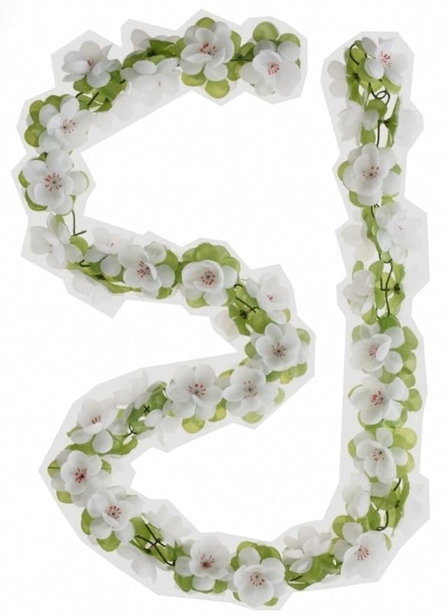 weiß ca.130 cm Blumengirlande ein Accessoir für Wohnung oder Fahrrad z.B. für Fahrradkorb , Lenker