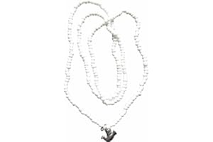 Gifts by Lulee, LLC Santeria Collection Obatala Oluwa Aiye Baba Araye Collar de Cuentas de Cristal Blancas con varios colgante de plata anodizada