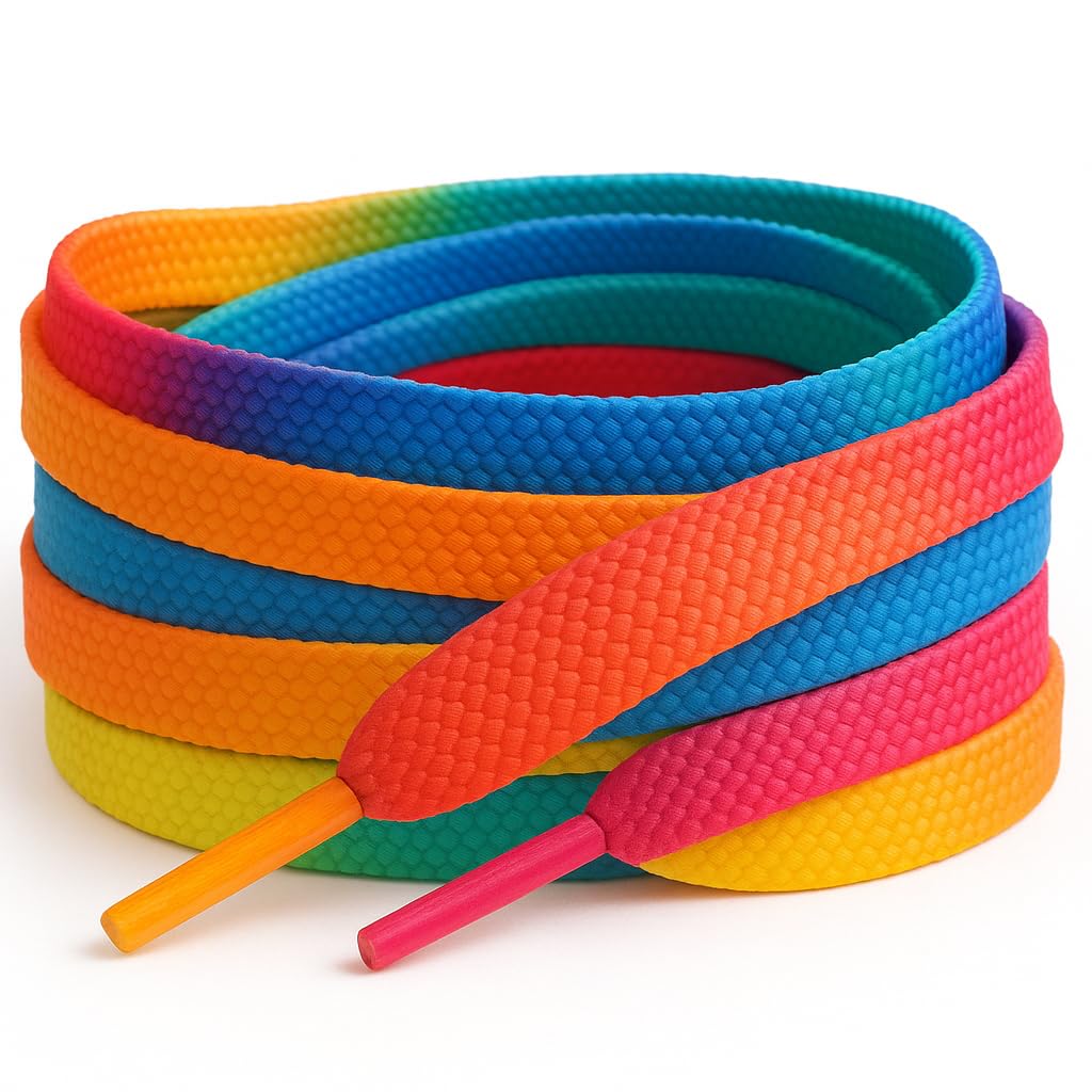 150cm /59" Flat Rainbow Ombre Pattern Smart Laces® Shoe laces Ideal Replacement laces for Trainers sneakers athletic shoes LGBT, Pride, Sports Football Rugby boots Shoe Laces