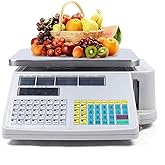 Commercial Digital Price Computing Scale with Thermal Label Printer, Electronic Weight Scale Price Computing Retail Food Meat Scale for Supermarkets, Grocery, 66Lbs Capacity