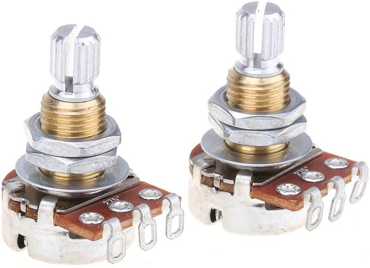 Musiclily Pro Brass Thread Mini Metric Sized Control Pots B1 Meg Audio Taper Potentiometers for Guitar (Set of 2)