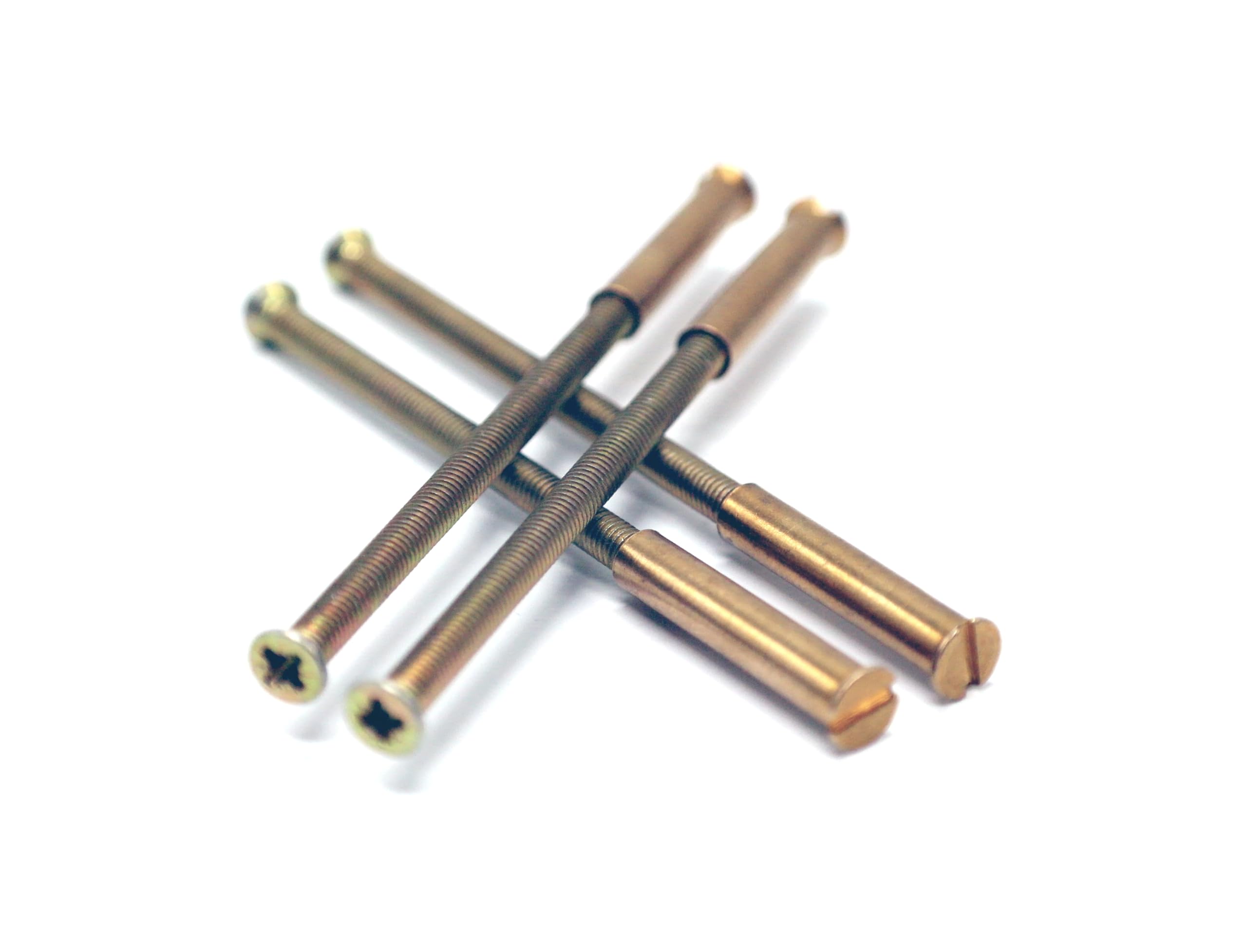 M3 Brass Finish Connecting Screws with Sleeves for Door Handle M3 x 50mm Bolts Length x 20mm Sleeve Length Pack of 6