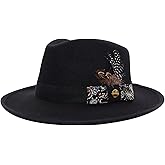 Sandy Ting Classic Fedora Hats for Men Women Wide Brim Felt Hat Panama Dress Fedora Hat