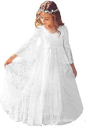 grey lace flower girl dress