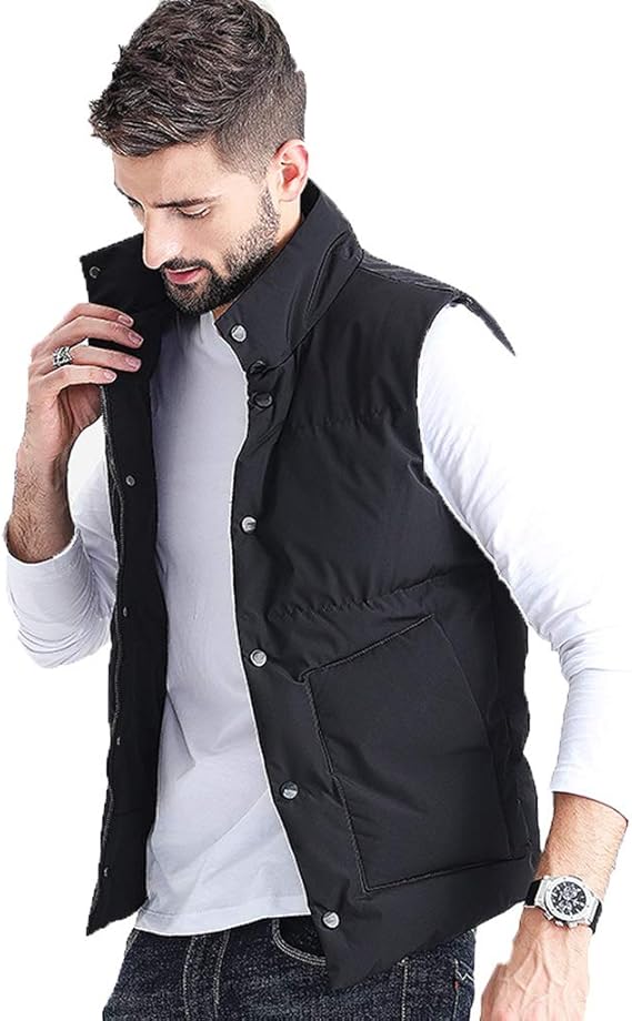 Amazon Co Jp メンズベストハンサムベストファッショントレンド厚いチョッキ韓国語版ベスト袖なしのベストの綿ダウンベストベスト秋と冬ベストジャケット暖かく 服 ファッション小物