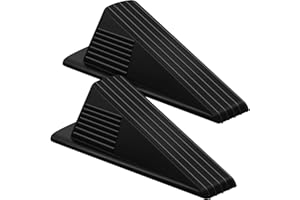 Frienda 2 Pcs Jumbo Door Stoppers Heavy Duty Door Stopper Tall up to 2inch Tall Wedge TPR Large Wedge Stackable Big Rubber Doorstop for Hotel Carpet Hardwood Concrete and Tile (Black)