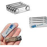 AplysiaTech Upgraded Strong Name Tags/ID Badge Magnets, 10 Pack Magnetic Name Badge Holders with Steel Back Plate, Fastener with Adhesive on Front Plate, High Strength Neodymium Magnets ID Holder