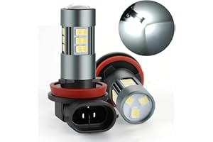 iFunyLED H11 LED Fog Bulbs, Super Bright H8 H16 LED Fog Lights 6500K Cool White, Plug and Play, Replacement Lights for Cars Trucks SUV, Pack of 2