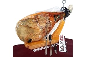 Paleta Ibérica Paco Jamon, 11-12 libras, 24 Meses de Curación + Jamonero Modelo Góndola + Cuchillo Jamonero Flexible + Chaira + DVD Guía