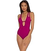 BECCA Color Prism - Women's One Piece Swimsuit, Cut-Out, Adjustable, Bathing Suits for Women, Banana, Large