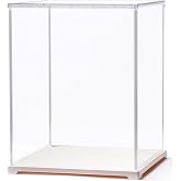 Rolife Acrylic Display Case Dust Cover for Collectibles, Dustproof Protection Showcase with White Base with Door for Plush Toy, Book Nook &amp; Daily Goods (12.2''x9.8''x9.8'')