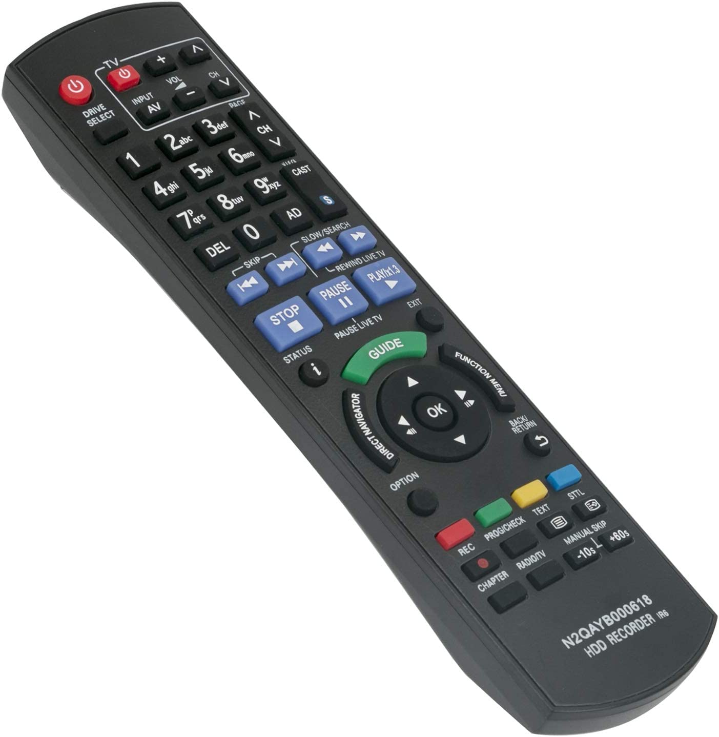 AULCMEET N2QAYB000618 Replaced Remote Control Work for Panasonic HDD DVD DMR-HW120 DMR-HW220 DMR-HW100EBK DMR-PWT500 DMR-HW100 DMRHW100EB-K DMR-HW200