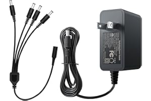 ZOSI 12V 2A 100V-240V US AC to DC Power Supply Adapter & 4-Way Power Splitter Cable for CCTV Home Security Camera Surveillance System