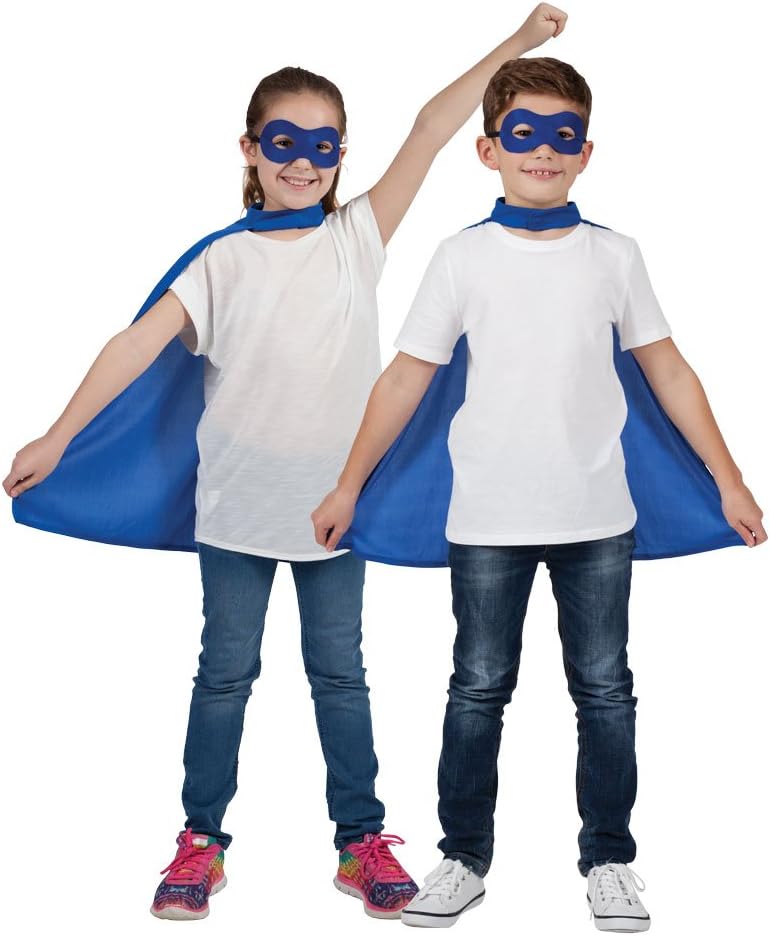 Wicked Costumes Kids Superhero Cape and Mask Set Fancy Dress Costume Accessory Blue One Size 6-10 Years, 8-10 Years