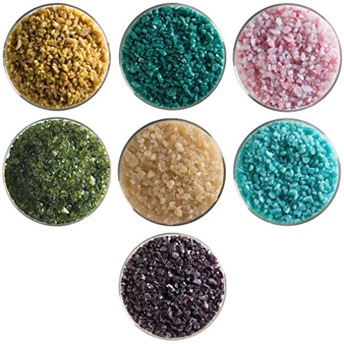 Peacock Designer Collection - 7 Colors, 90 COE, Bullseye Glass Coarse Frit Sampler Pack