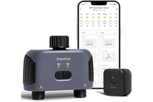 WiFi Sprinkler Timer, Insoma Smart Water Timer for Garden Hose, Automatic Irrigation System with WiFi Hub, Up to 20 Watering Plans, APP Control, Work with Alexa and Google Assistant, 2 Outlets