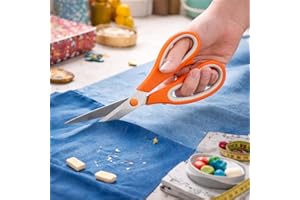 8 inch Heavy Duty Scissors with Ultra Sharp Blades and Comfort Grip Handles - For Office, Home, School, Sewing and Crafts