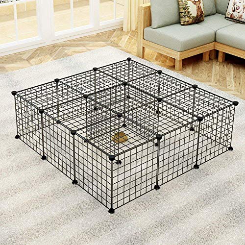JYYG Small Pet Pen Bunny Cage Dogs Playpen Indoor Out Door Animal Fence Puppy Guinea Pigs, Dwarf Rabbits (20 Panels (Open Door), Black) - Thumbnail 3