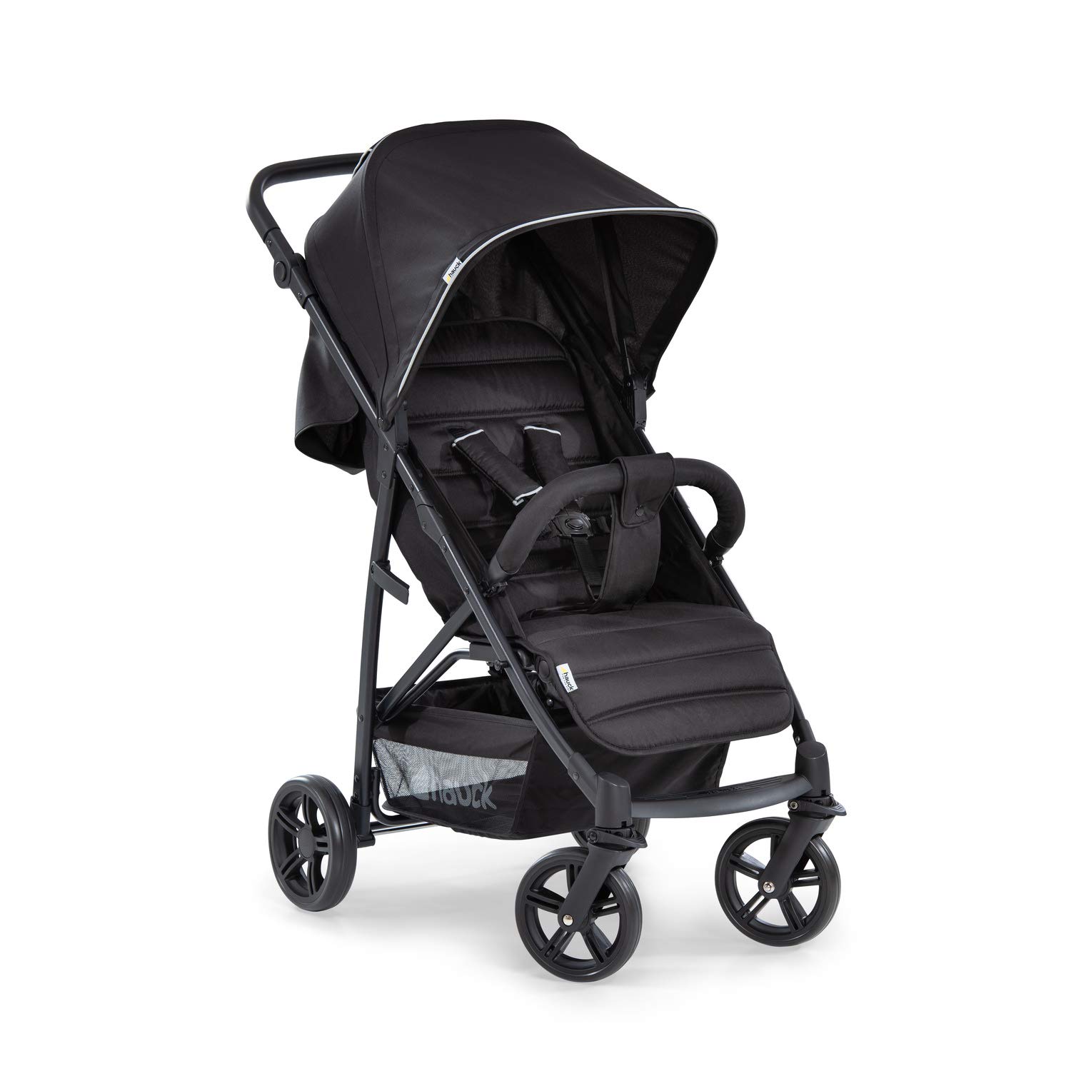 Hauck Rapid 4 Buggy bis 25 kg mit Liegefunktion ab Geburt, klein zusammenklappbar, Einhand-Faltmechanismus, höhenverstellbarer Schiebegriff, caviar black (schwarz)