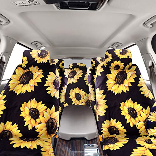 BQTQ 16 Pcs Sunflower Car Seat Cover Full Set Car Accessories with