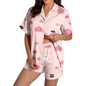 Coal2ToalPW Halloween Pajamas Women Pumpkin Ghost Funny Horror Spooky Cute Pjs