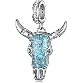 qielizhu Western Charms for Bracelets 925 Sterling Silver Turquoise Pendant Cow Charm Western Jewelry Gifts for Women Christmas Day Jewelry Present