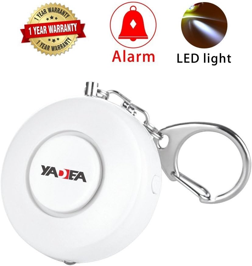 YADEA Personal Alarm Self Defense Security Emergency Alarm Keychain with LED Flashlight for Women, Kids,Elderly,Personal Safety Alarm Device 130dB Personal Alarm Security (White).