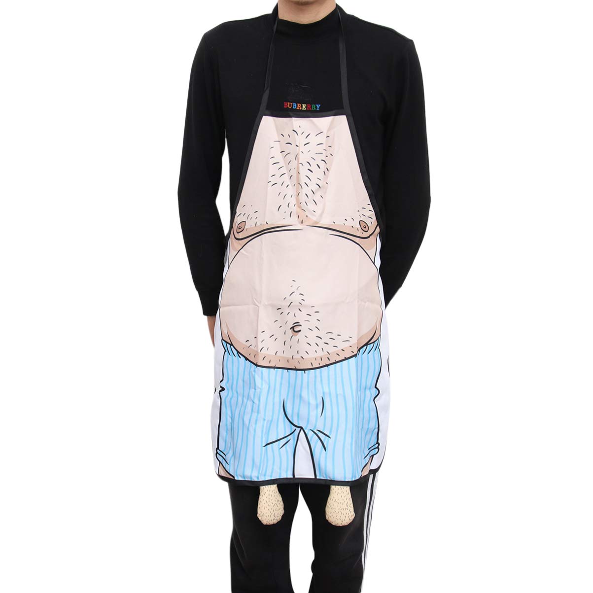 UEETEK Cooking Kitchen Apron Novelty Wacky Belly Man Printed Apron for Cooking Grilling Barbecue
