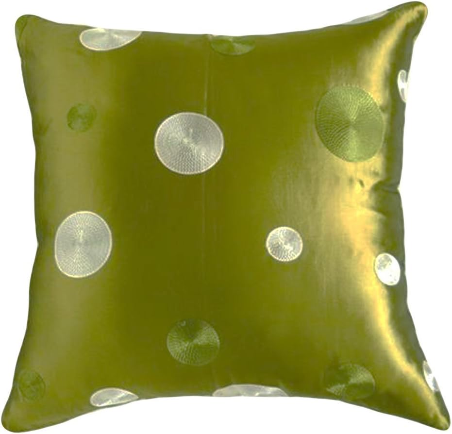 Narphosit Thai Silk Decorative Cushion Cover Green and White Dot 18”x18”