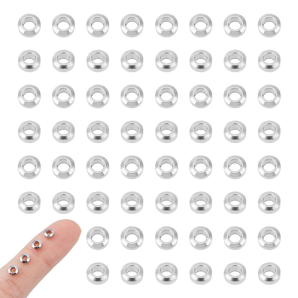 UNICRAFTALE 100pcs 4mm Flat Round Spacer Beads Stainless Steel Loose Beads 1.8mm Hole Bead Findings for DIY Bracelets Necklaces Jewelry Making, Stainless Steel Color