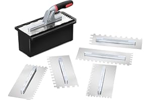 Fishark Switchable Notch Trowel Set，8 Piece Trowel Box Kit, Made of Premium Stainless Steel with Soft Grip Handle, Perfect Tool for Cement, Concrete, Masonry Tile Installation Work