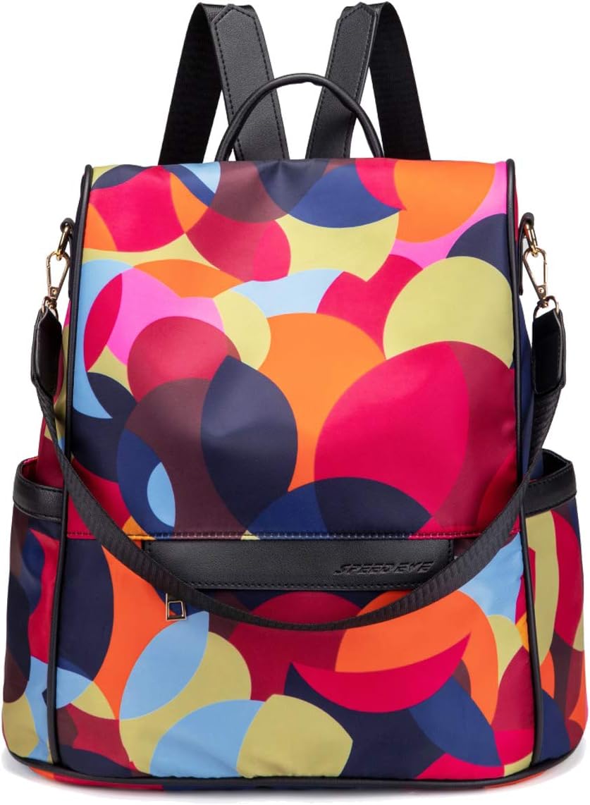 shepretty Women's AntiTheft Backpack Shoulder Bags Colorful Oxford