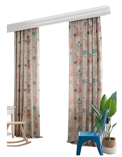 Bw0057 Chinese Style Fish Pttern Printed Window Curtain Rod Pocket