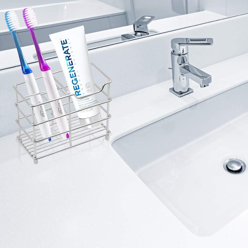 Uigos Toothbrush Holder for Bathroom , Stainless Steel Tooth Brush Holders with Multifunctional 5 Slots for Electric Toothpaste Holder: Kitchen & Dining