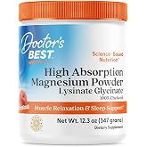 Doctor's Best Magnesium Glycinate Powder, Vegan, Peach Flavor, 12.3 oz | for Calm &amp; Sleep Support, Magnesium Supplement for Men &amp; Women, 400 mg Per Serving, 100% Chelated, High Absorption