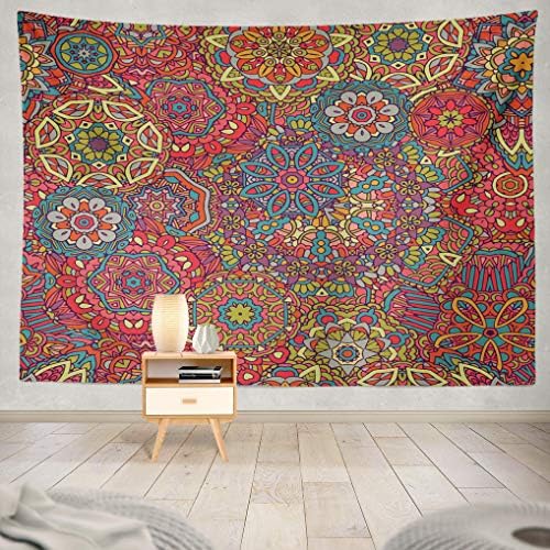 Summor Tapestry Oriental Mandalas Hippie Pattern Kaleidoscope Elements Hanging Tapestries 60 X 80 Inch Wall Hanging Decor for Bedroom Livingroom Dorm
