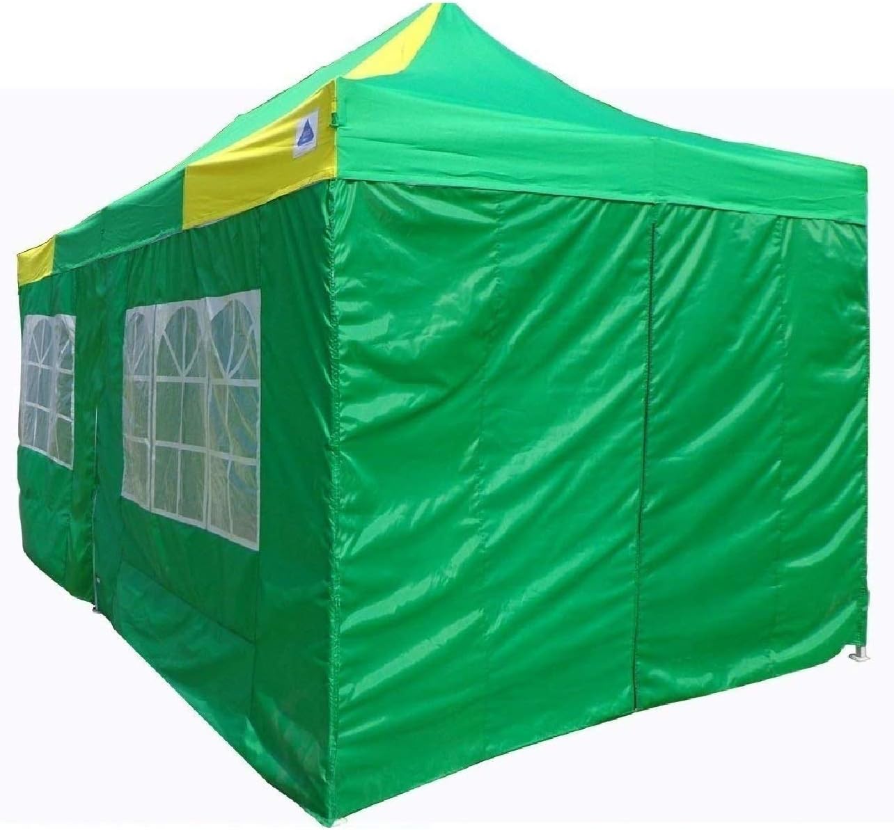 DELTA Canopies 10'x20' Ez Pop up Canopy Party Tent Instant Gazebos 100% Waterproof Top with 6 Removable Sides Green/Yellow - E Model