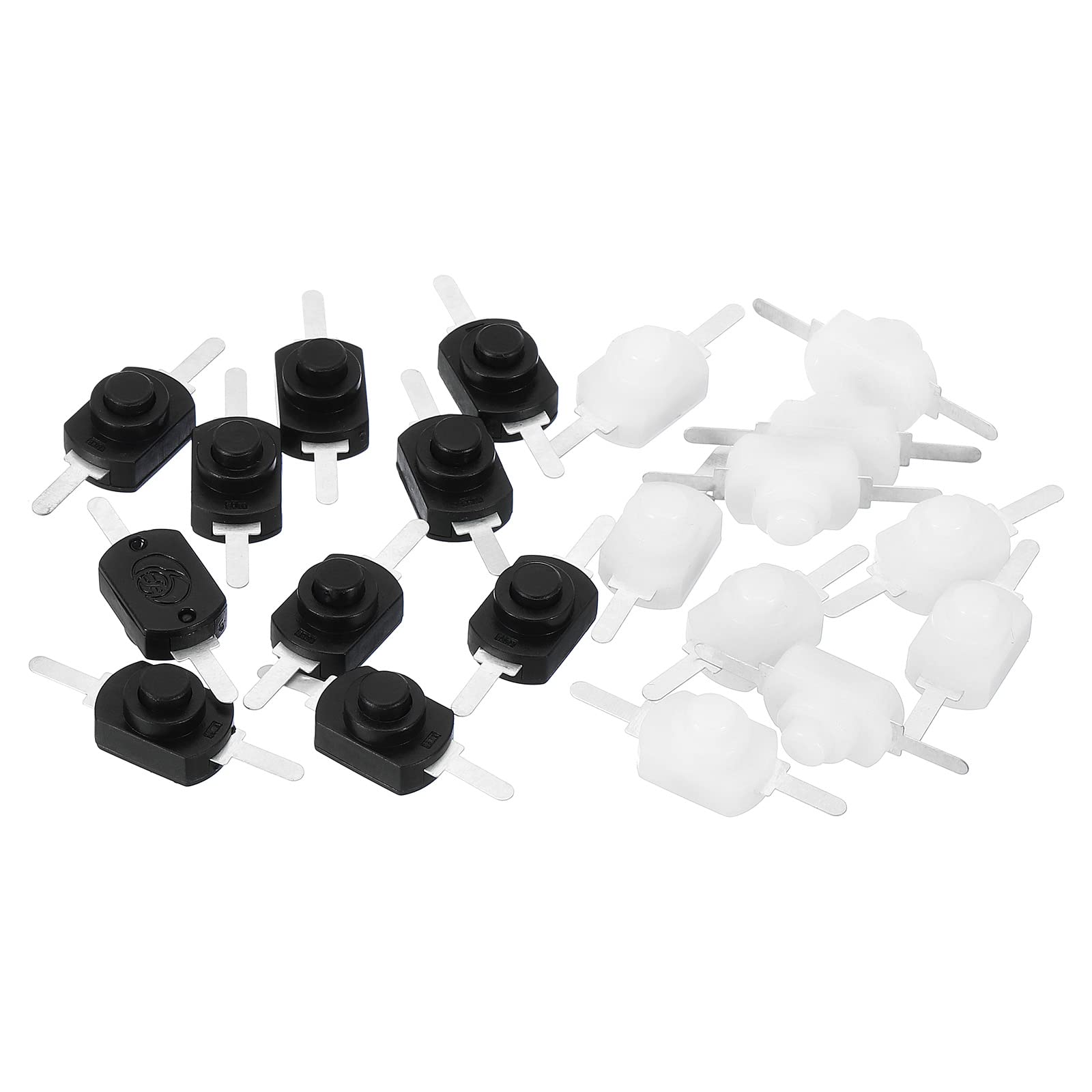 PATIKIL Latching Push Button Switch, 20 Pcs Straight Pin On/Off Self-lock DC 30V 1A Micro Control Switch for Flashlight Light Lamp Wall Outlet DIY, Black/White