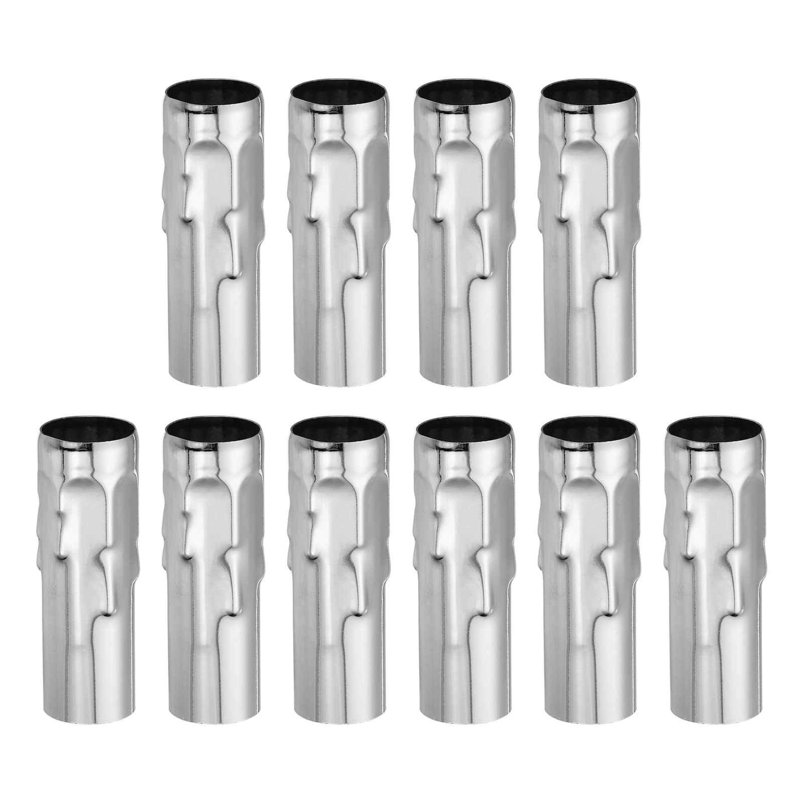 PATIKIL Candle Socket Covers, 3.9 Inch Tall Metal Chandelier Sleeves Candelabra Base Sockets Fit to Most Chandeliers, Silver Tone 10 Pcs