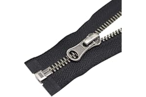 YaHoGa 2PCS #5 23 Inch Antique Silver Separating Jacket Zipper Gunmetal Metal Zippers for Jackets Sewing Coats Crafts (23" Anti-Silver)