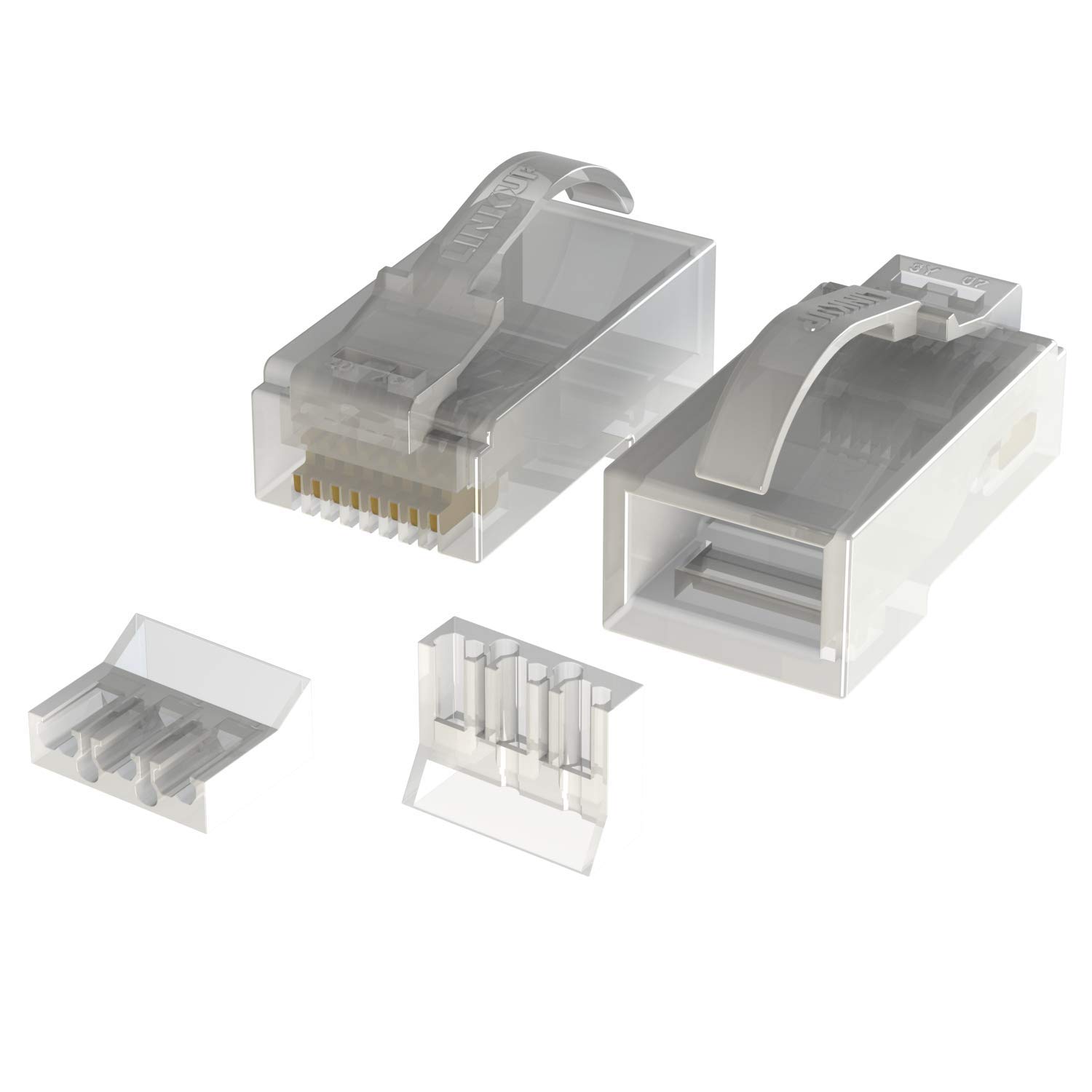 LINKUP - Snagless RJ45 Cat6 UTP Connectors | Ethernet Cat 6 8P8C Plugs | UTP Gigabit Round Cable Connector | Platinum 50 Mi Gold Plated High Performance | 100 Pack