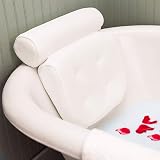 Taylor & Brown Spa Bath Pillow Large 38x35cm White Head Neck Shoulder Back view 2