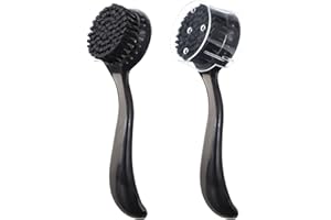 2 Pcs Large Facial Cleansing Brush Charcoal Bristles Black, Ooloveminso Manual Face Brushes for Deep Cleansing and Exfoliating Pores, Face Scrubber to Massage, Makeup Remove and Skin Care-Clear Black