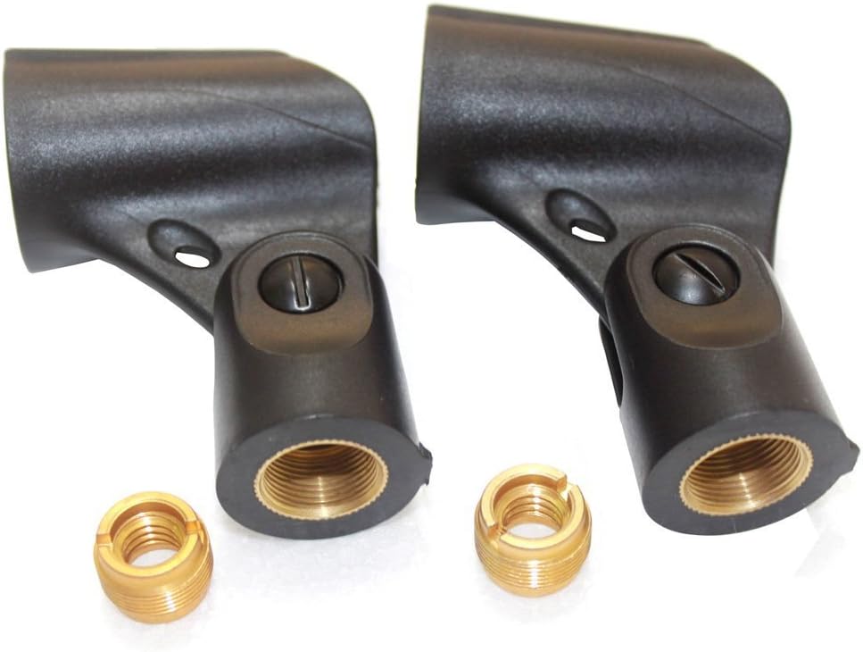 Weymic Black Universal Microphone Clip Holder 2-pack with 5/8" Male to 3/8" Female Nut Adapters