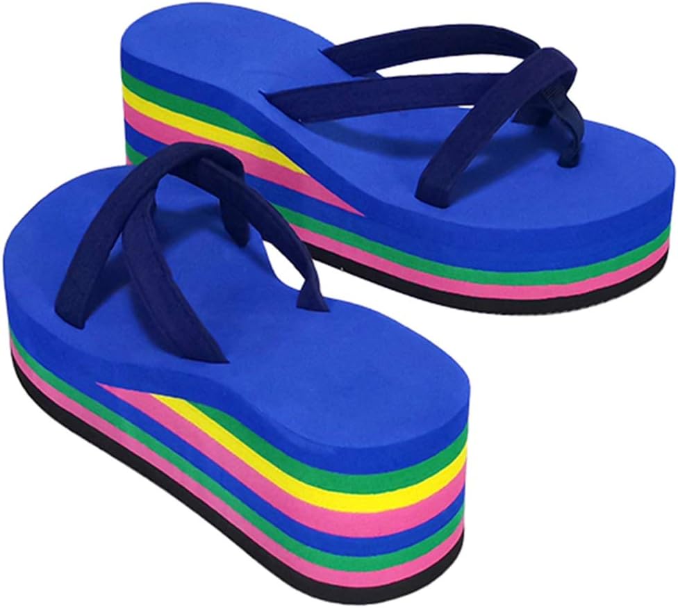 rainbow platform flip flops