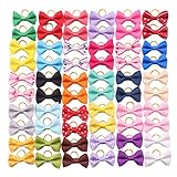 YAKA 60PCS (30 Paris) Cute Puppy Dog Small Bowknot Hair Bows with Rubber Bands Handmade Hair Accessories Bow Pet Grooming Products (60 Pcs,Cute Patterns) (Rubber Bands Style 1)