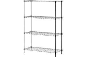 BestOffice | 4-Tier Wire Storage Shelves | 36x14x54 | Black | with Adjustable Racks | Heavy-Duty Metal Shelf, Holds Upto 1000 lbs | No-Tool Assembly | Ideal for Home & Garage Shelving