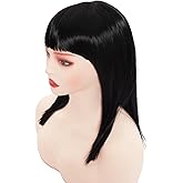 Sdfvsdg Short Straight Black Wig with Bangs for Women Straight Bob Natural Looking Heat Resistant Hair Wigs Fiber Synthetic Hairs Replacement Cosplay Costume Wigs(14 inches Natural Black)