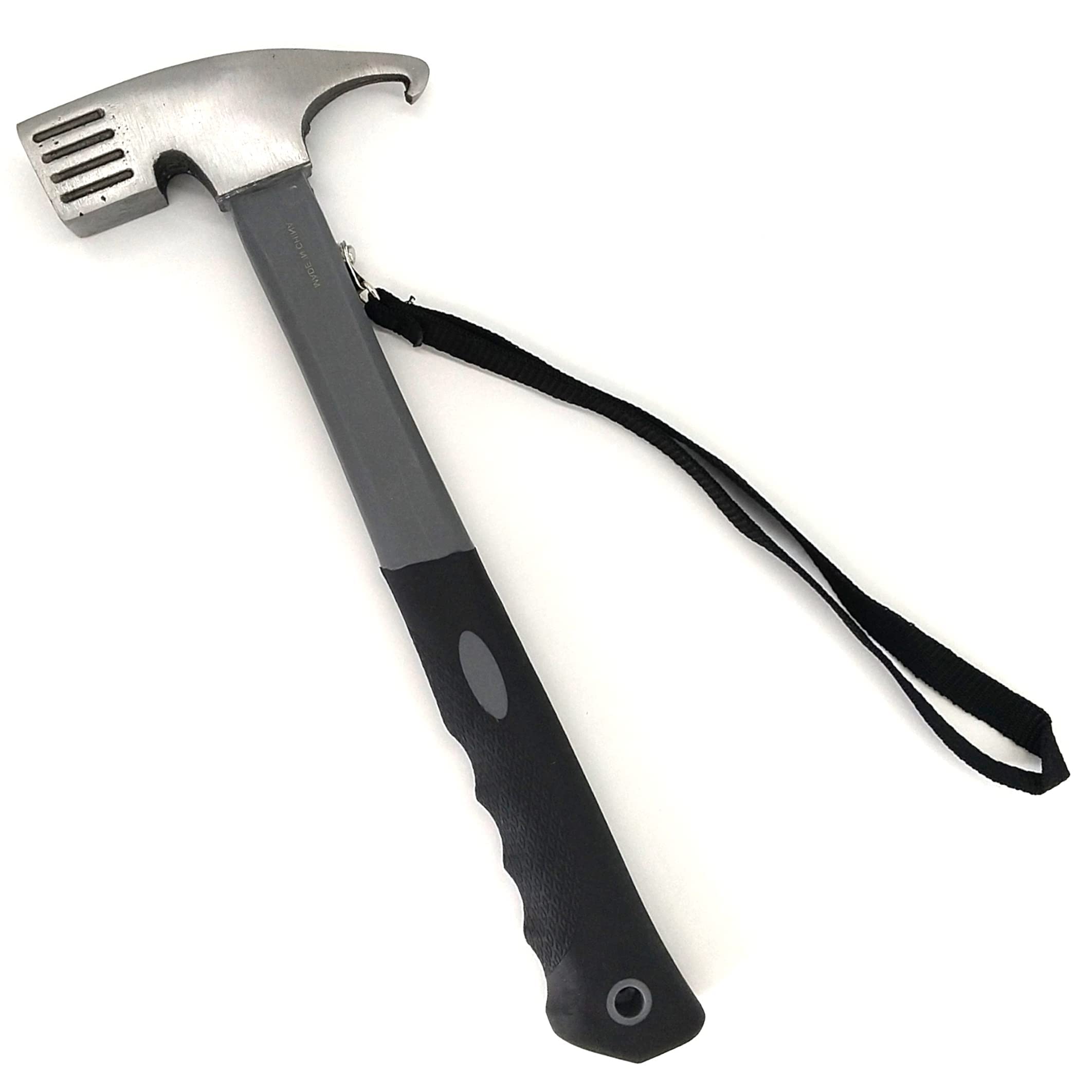 Camping Hammer Tent Peg Puller, Outdoor Multifunction High Carbon Steel Hook Angle Design Tent Pegs Stake Nail Puller Remover Hammer with Tent Peg Remover for Outdoor Camping Picnic (Grey)