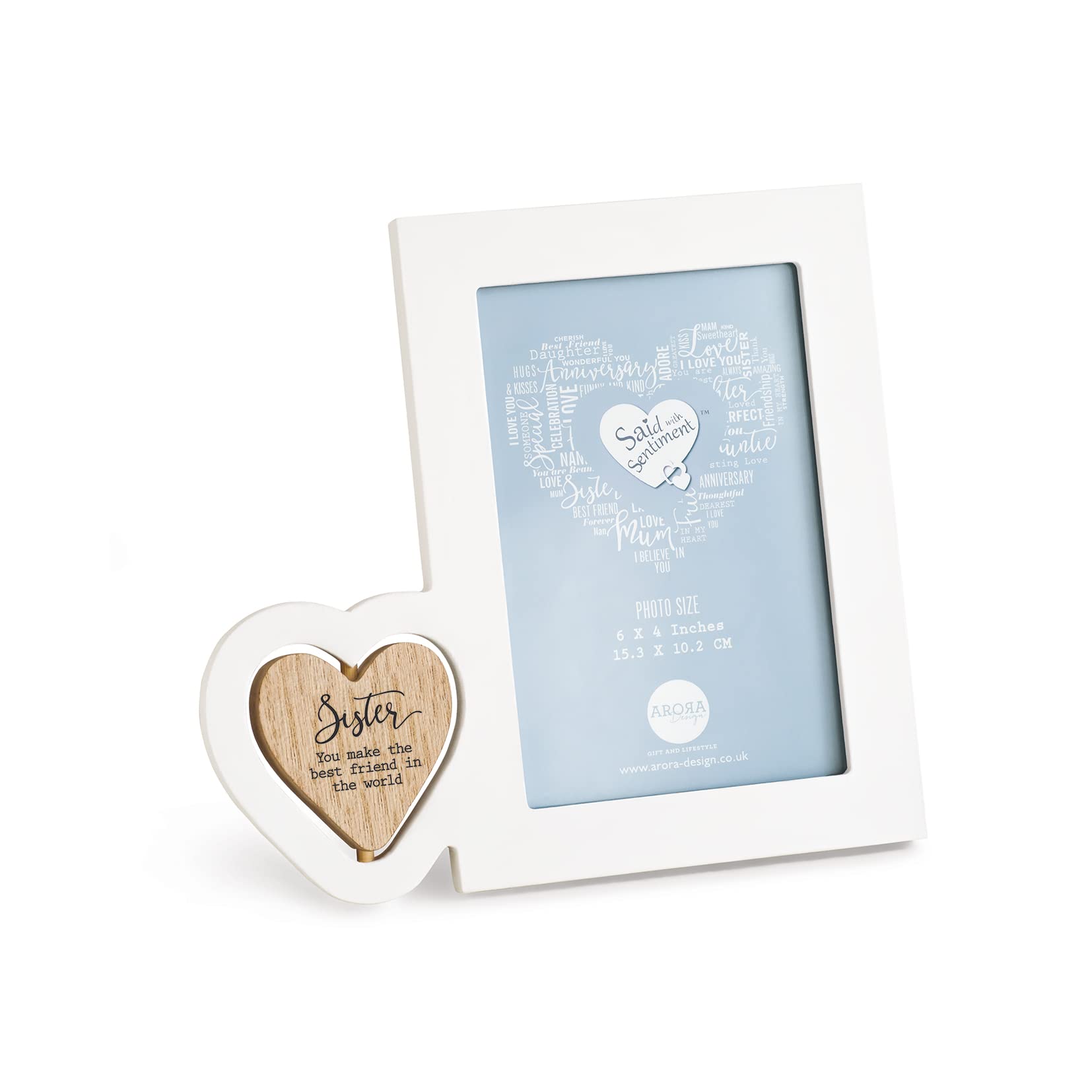 Said with sentiment 7075 Sister Photo Frame, White, Photo Size 6 x 4 inches